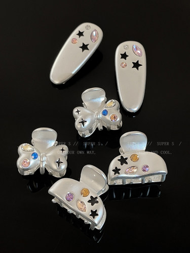 星星磨砂迷你小号抓夹y2k半扎发