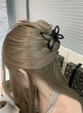 韩系半扎发黑色蝴蝶小号抓夹女后脑勺发夹新款高级感发饰鲨鱼夹子