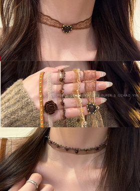 复古镂空蕾丝爱心花朵choker颈链