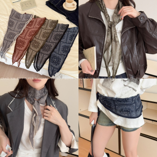 老钱风 斜角巾围巾配饰 复古腰果花菱形丝巾女复古高级感搭配衬衫