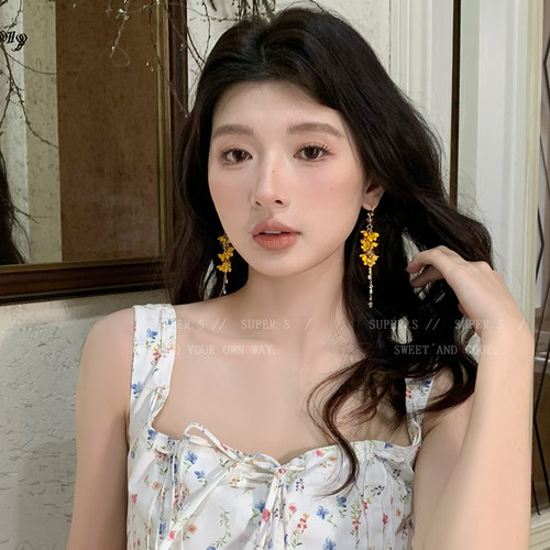 超仙长款桂花流苏耳环