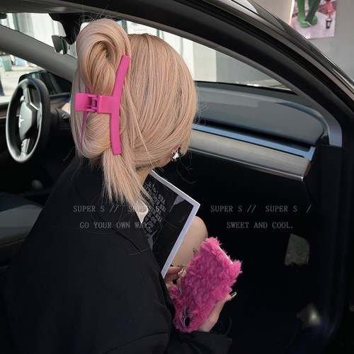 玫红色大号鲨鱼夹2026新款抓夹