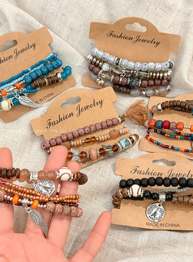 波西米亚民族风流苏串叠戴手链