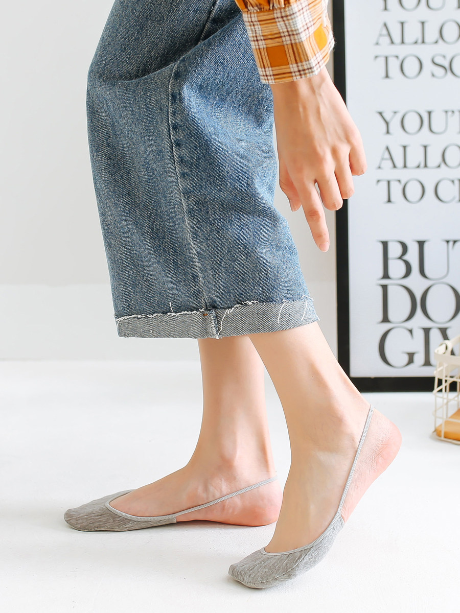 발 뒤꿈치가없는 가터 스타킹 하프 보트 양말 하이힐 양말 여성 여름 보이지 않는 매우 얕은 입 실리콘 미끄럼 방지 앞발