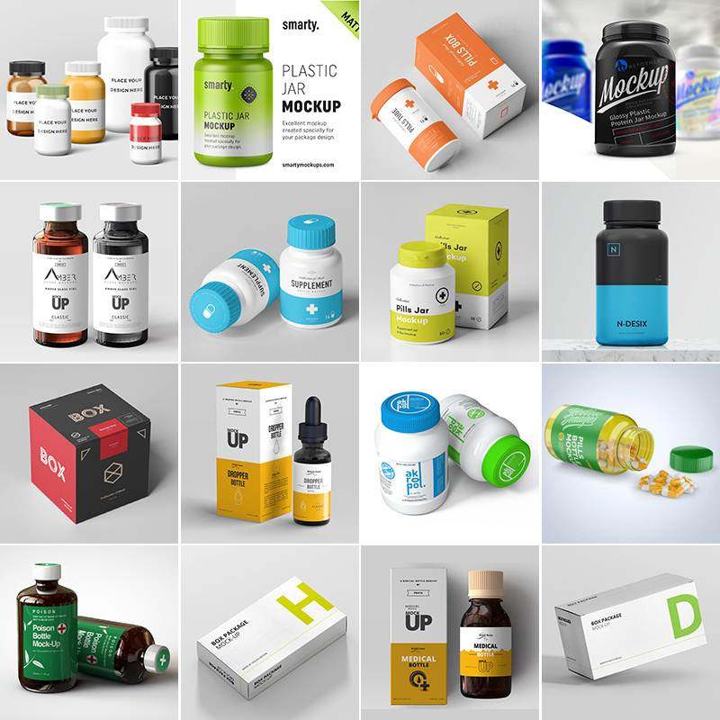 医疗保健药品玻璃瓶子包装纸盒效果展示智能贴图样机PSD设计素材,商务/设计服务,设计素材/源文件,淘宝优惠券,粉丝福利购,淘宝优惠卷