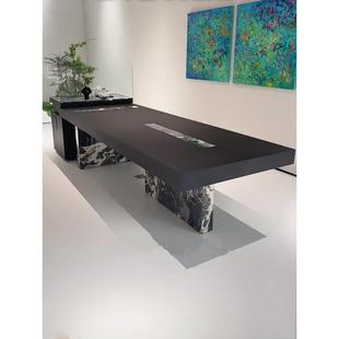 端大理石台 轻奢设茶高计师2款 205新款 现代简约实木岛台泡茶桌意式