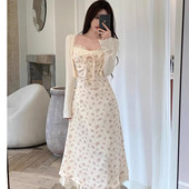 两件套甜美温柔风 碎花吊带长裙开衫 多巴胺吊带连衣裙女套装 新款