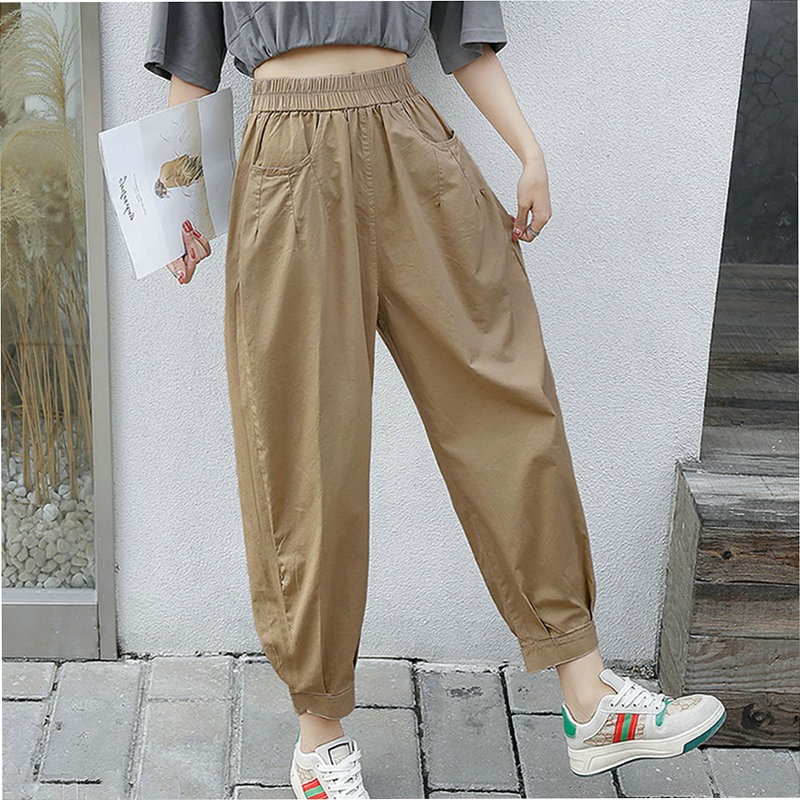 高腰显瘦韩版百搭哈伦9分裤