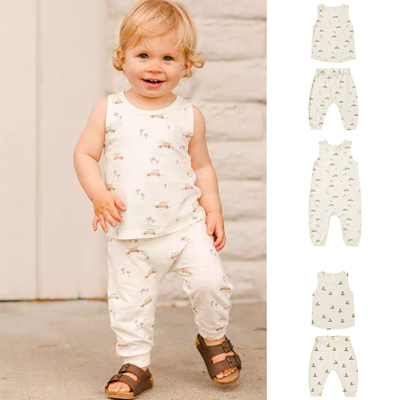 5折现货清仓 美国Rylee and cru男女童宝宝有机棉背心连体衣哈衣