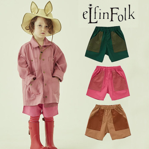 【限时6折】 日本制 Elfinfolk春夏新款儿童宽松休闲短裤大口袋复