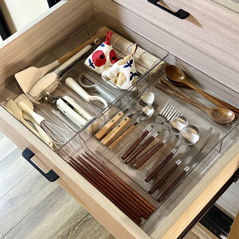 抽屉可伸缩分格收纳盒厨房餐具橱柜整理盒化妆品口红桌面储物盒,收纳整理,桌面收纳盒,淘宝优惠券,粉丝福利购,淘宝优惠卷