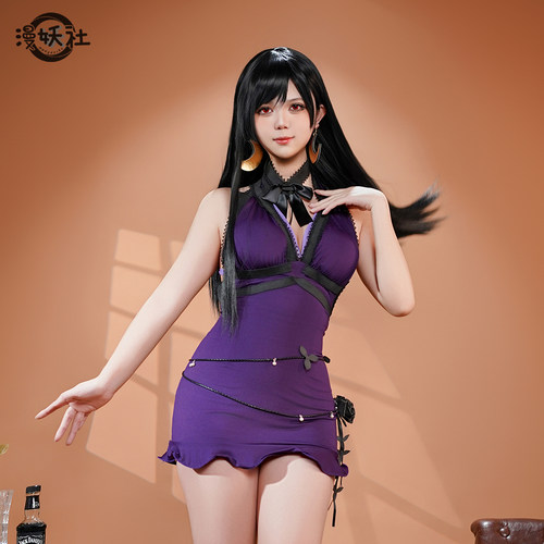 蒂法最终幻想紫色礼服cos服