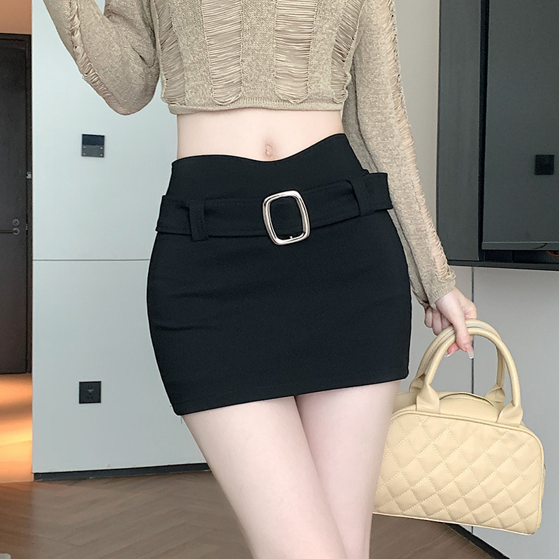 实拍加厚黑色半身裙秋冬美洋百搭