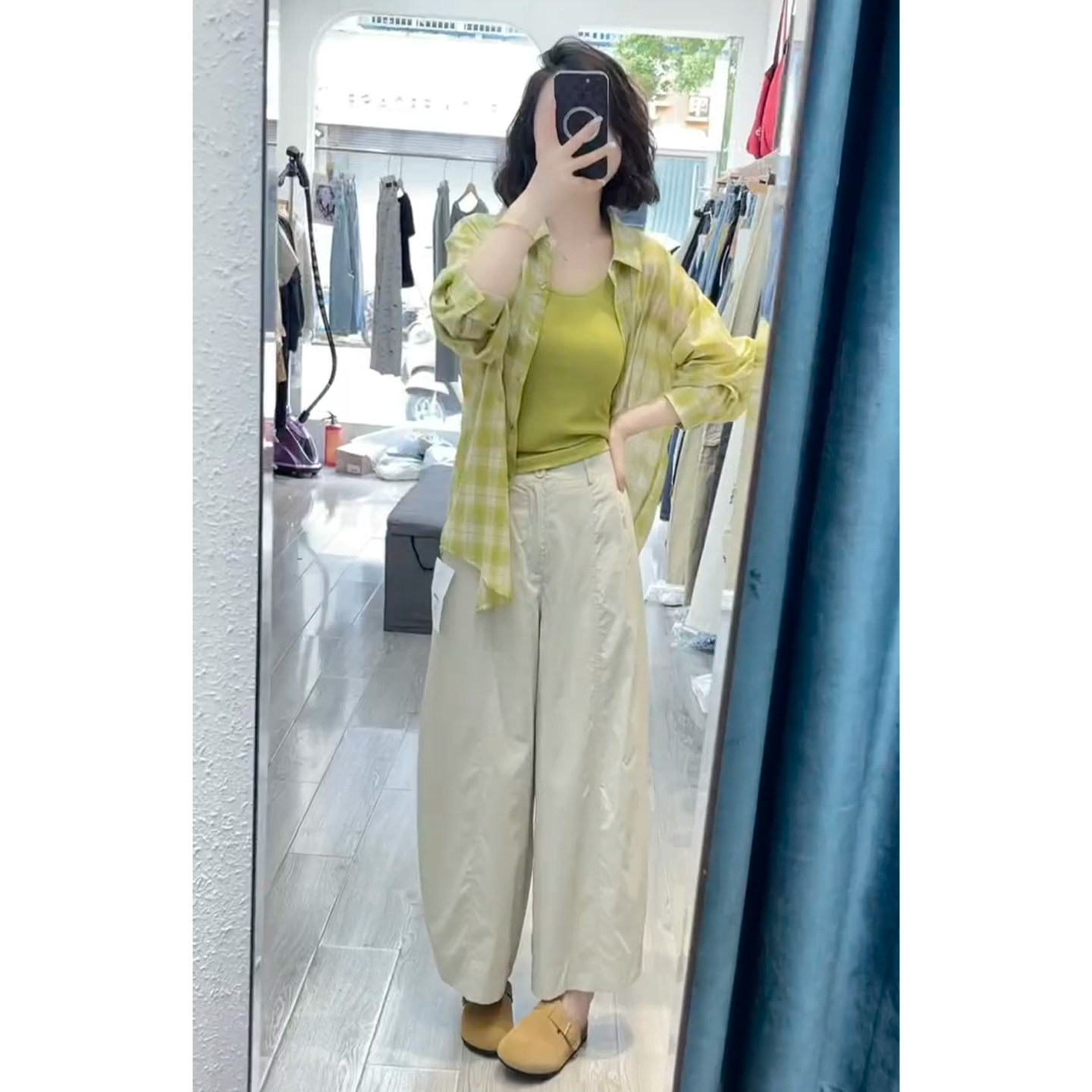 文艺复古格子翻领长袖衬衫女装夏季新款休闲百搭宽松显瘦防晒外套