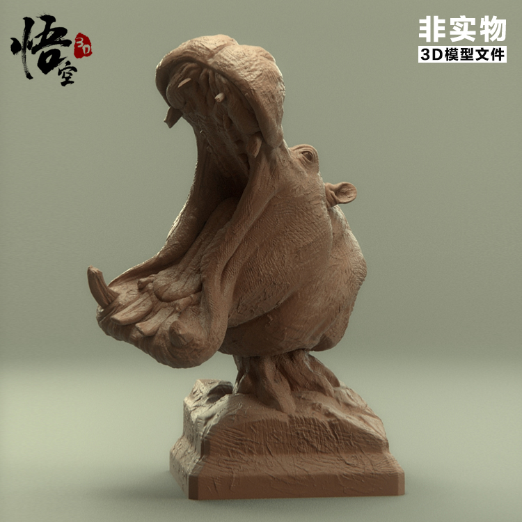 热带草原非洲河马半身像胸像雕像STL图纸文件 3D打印模型设计素材