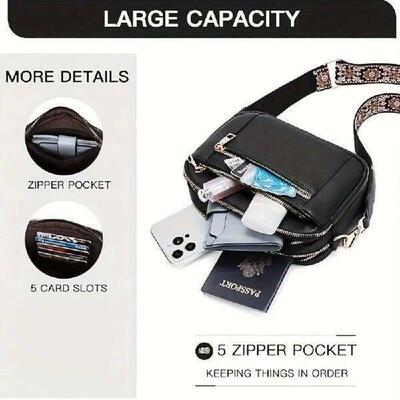 Retro Multifunctional Shoulder Bag Zipper Adjustable Strap