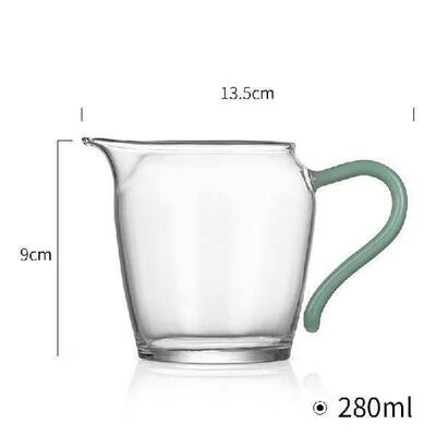 Imitation Jade Handle Heat Resisting Glass Tea Pitcher