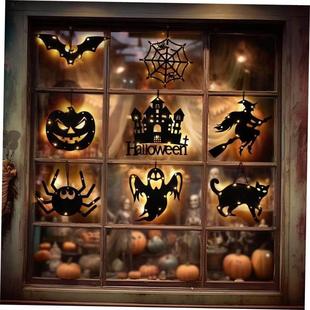 pumpkin decorated party props webs万圣 Halloween spider glow