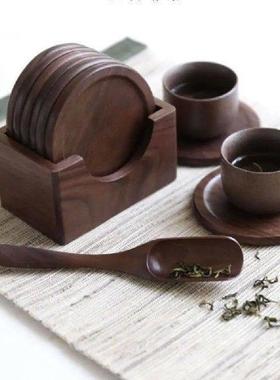 6pcs/set Teaware Japanese Style Wood Coaster Non-slip
