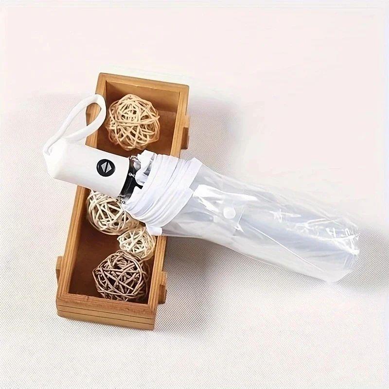 1pc-Korean Transparent Umbrella Folding Automatic Open And C