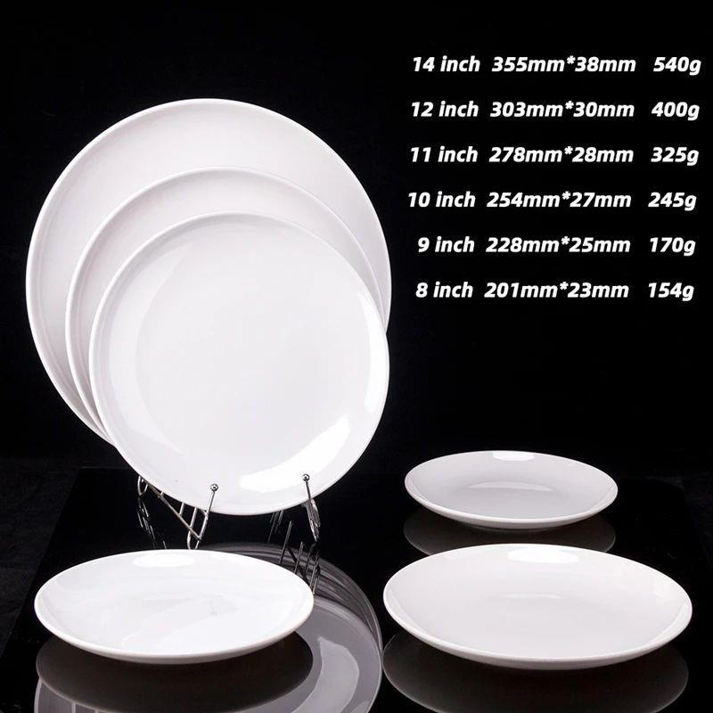 8-14 Inch Round White Melamine Dinner Plate Hotel Western St