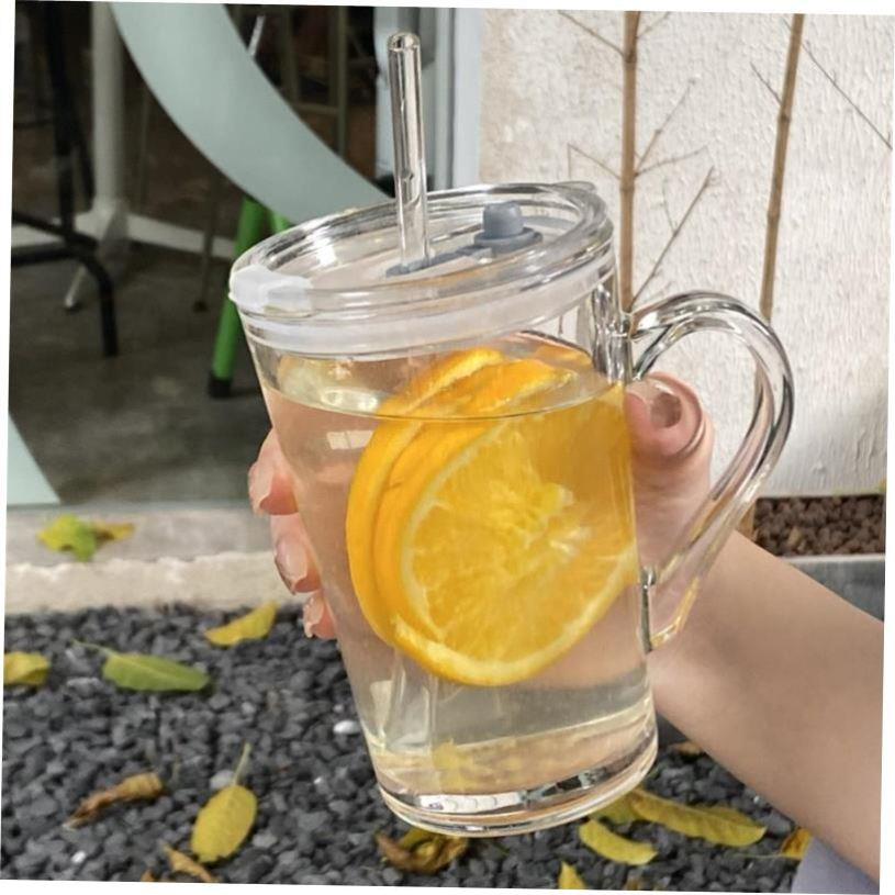 450ml coffee TEA cup mug glass straw drink home office cups