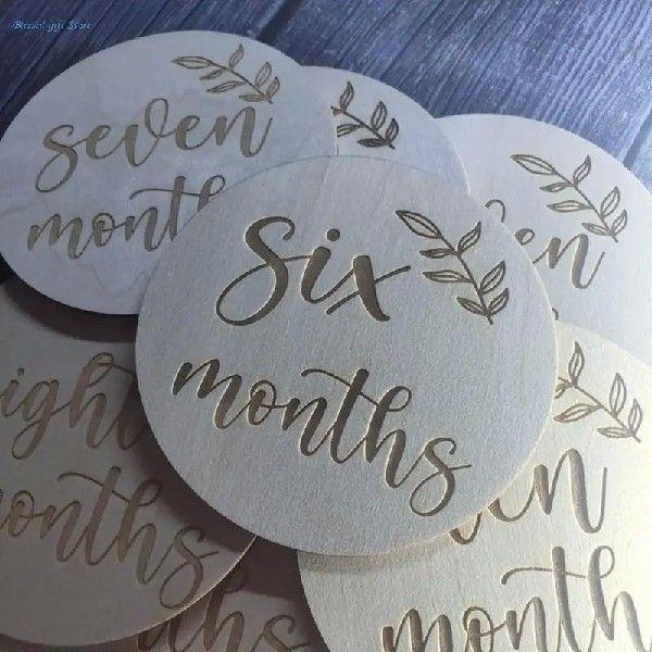 13 Pcs Newborn Monthly Growth Recording Cards Wooden Birth