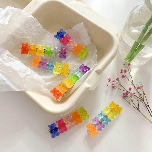 Cute Bear Candy Color Hairpins Barrette Colorful Hair Clip J