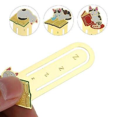 3pcs Cartoon Cat Shaped Bookmarks Reading Brass Bookmarks