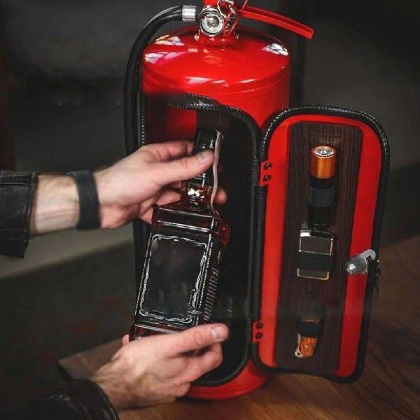 New Portable Liquor Cabinet Metal Red/Black Bottle Holder