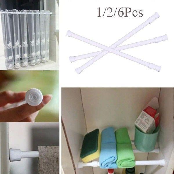 1/2/6pcs Durable Household Spring Load Curtain Telescopic
