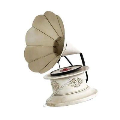 Ornate Vintage Metal Gramophone Collectible Ornament For