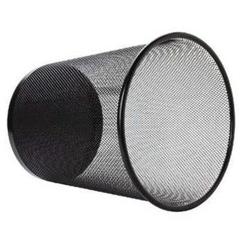 black simple trash can metal net surface waste basket withou
