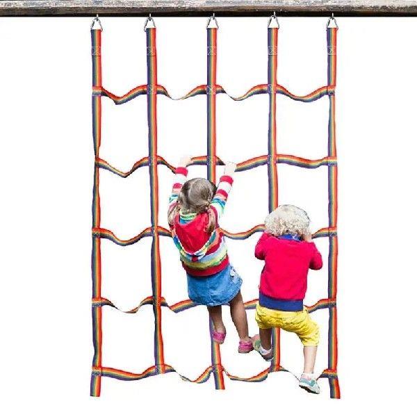 Outdoor Children Climbing Net Rainbow Ribbon Net Physical