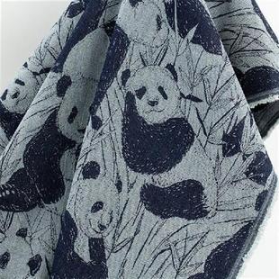 Style Denim Giant Jacquard Fabric Panda Chinese