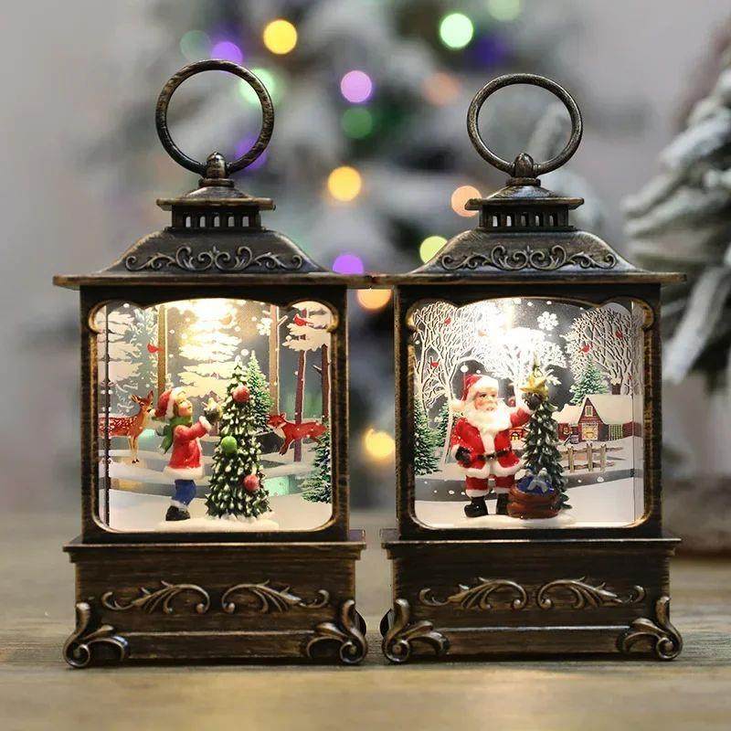 Lighted Christmas Snow Globe Lantern Battery Operated LED Ni