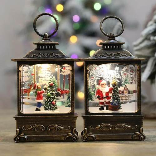 Lighted Christmas Snow Globe Lantern Battery Operated LED Ni