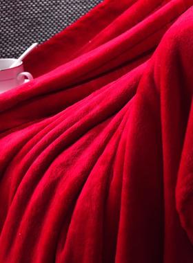 Red Flannel Blanket Soft Throw Blanket On Sofa Bed Plane Tra