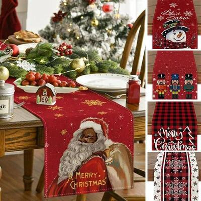 Christmas Table Runner Tablecloth Xmas Party Table Decor Hal