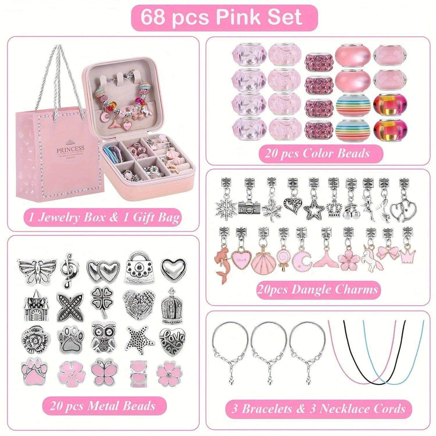 68Pcs Beads Charms Bracelet Making Kit, DIY Beaded Bracelet