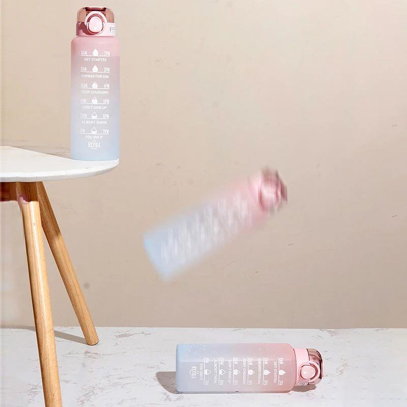 1 Liter Motivational Water Bottle Noozle with Time Marker L