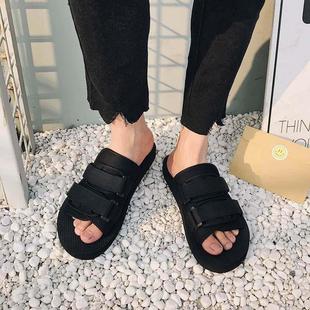 INS情侣学生余文乐沙滩鞋 男魔术贴外穿凉鞋 MEN一字拖鞋 SLIPPERS