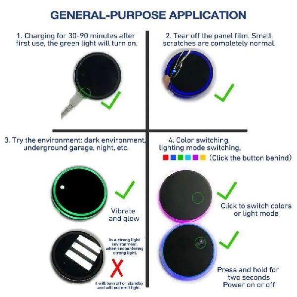 LED Car Cup Holder Coaster Waterproof 7 Colors Changing