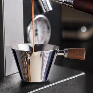 Espresso Measuring Cup with Wooden Handle Stainless Steel