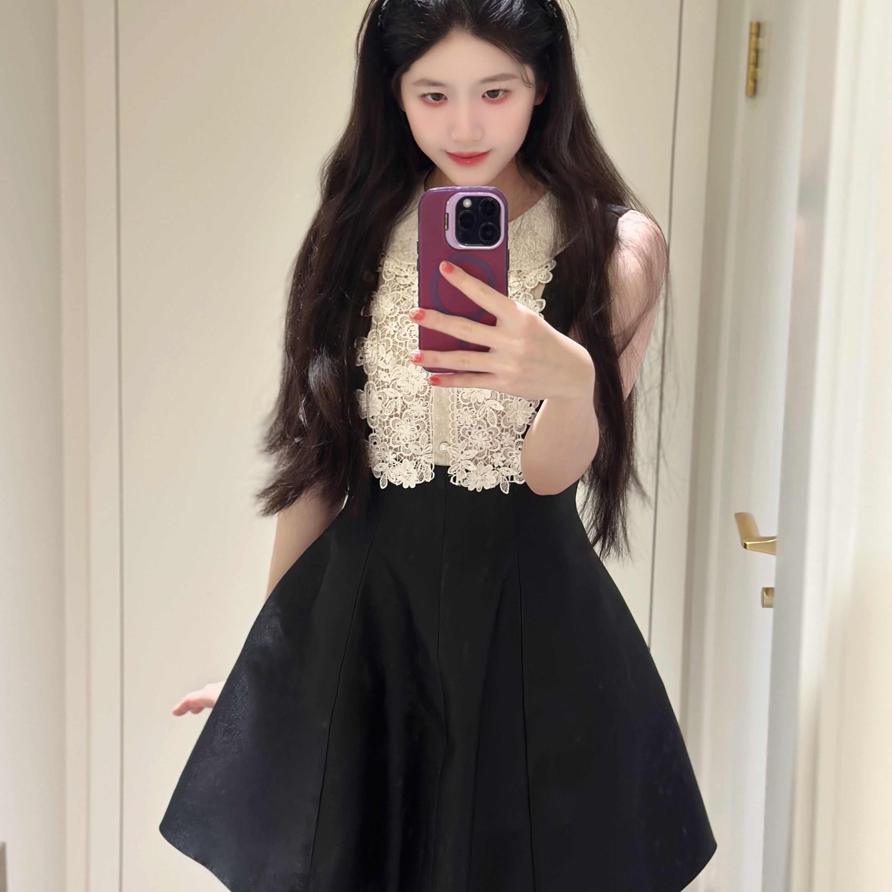 杨小卷miu系千金蕾丝连衣裙