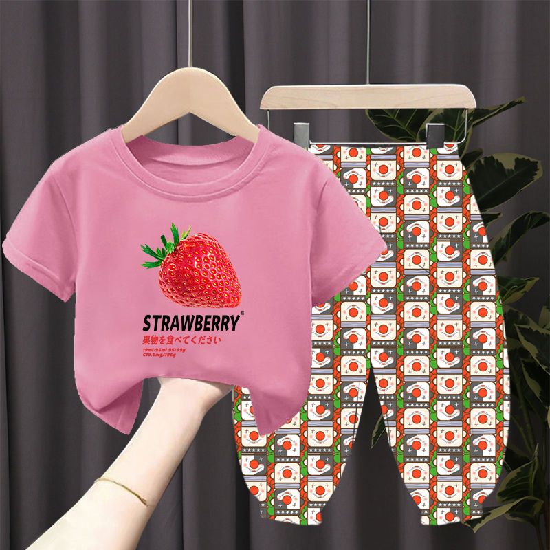 女童套装两件套时尚洋气薄款短袖T恤防蚊裤新款儿童夏装宝宝套装