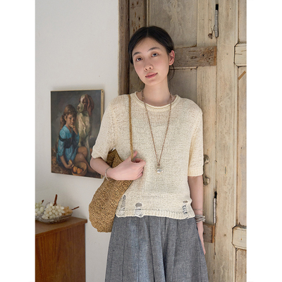 SeamsSense破洞针织短袖