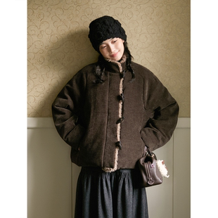 Seams Sense｜复古巴恩风毛领夹克式棉服外套填充3M新雪丽棉01016