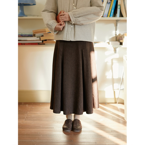 SeamsSense牛仔风雪尼尔压褶半裙