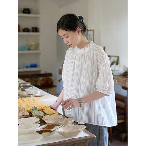 SeamsSense真丝棉条纹罩衫